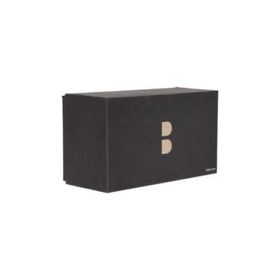 Black Cardboard Cubic Gift Box with Simple Decoration