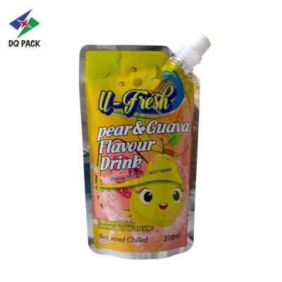 Dq Pack Custom Logo Biodegradable Reusable Stand up Plastic Liquid Fruit Juice Pouch Drink Packaging Doypack with Spout