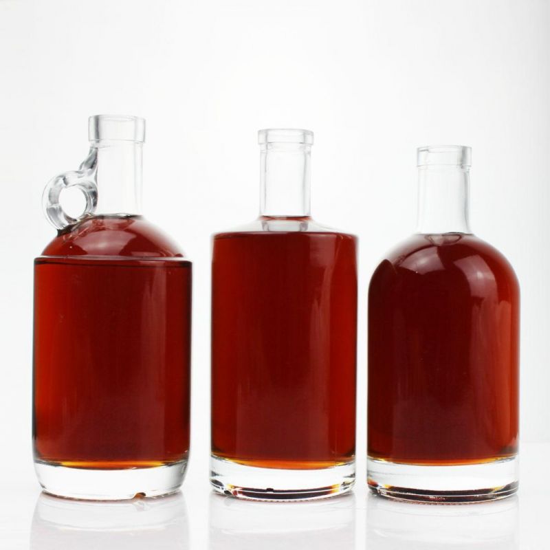 Wholesale Glass Wine Bottles Cylindrical Shape Empty Glass Whisky Liquor Alcohol Spirits Wine Bottles with Screw Cap