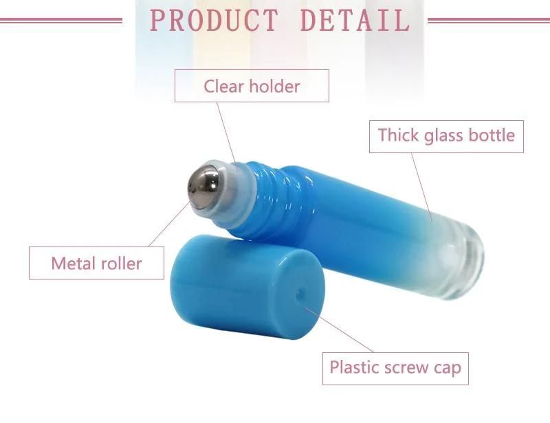 10ml Rolling Glass Bottles Gradient Color Essential Oils Perfume Bottles Travel Roller Ball Massager