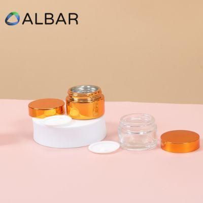 Cosmetics Face Cream Glass Jars in Electroplated Painted Silver Gold with Lids