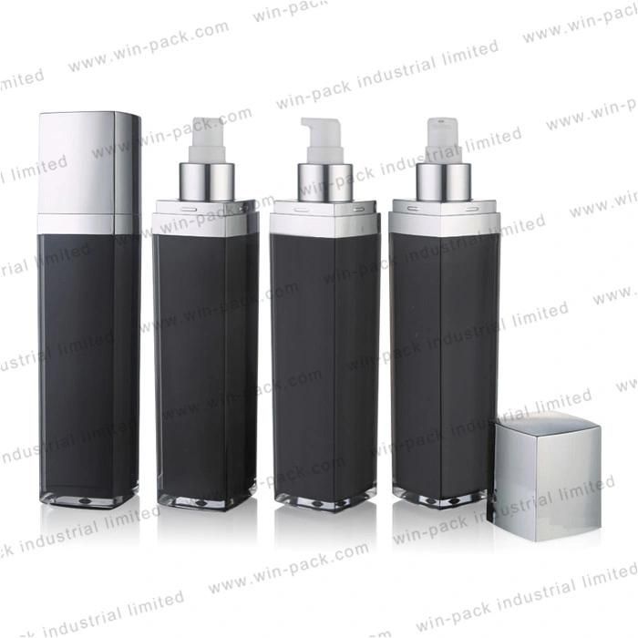 15ml 30ml 50ml Black Square Airless Pump Bottle with Plastic Cap Wholesale