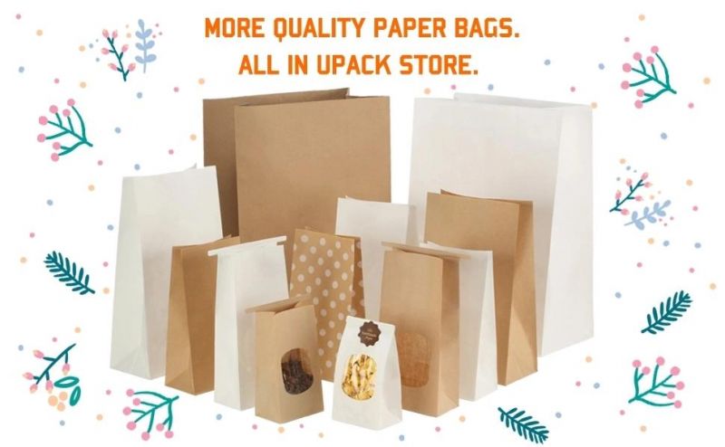 White Tin Tie Cookies Coffee Kraft Paper Bags with Window