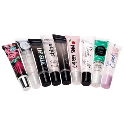 15ml Slim Squeeze Tube Low MOQ Private Label Custom Logo Clear Transparent Lip Gloss Squeeze Tub