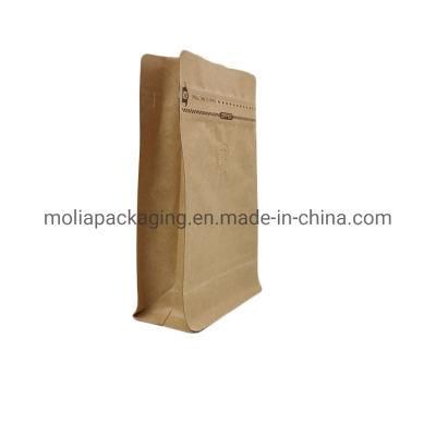 Kraftpaper Brown Logo Printed 250g Reclosable Kraft Ziplock Bags Stand up Coffee Pouches Bulk Food Storage Coffee Zipper Bags