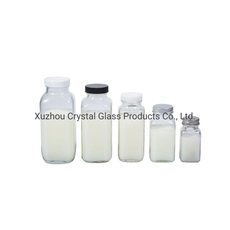 Wholesale 500ml Clear Beverage Juice Glass Bottle with Metal Lids