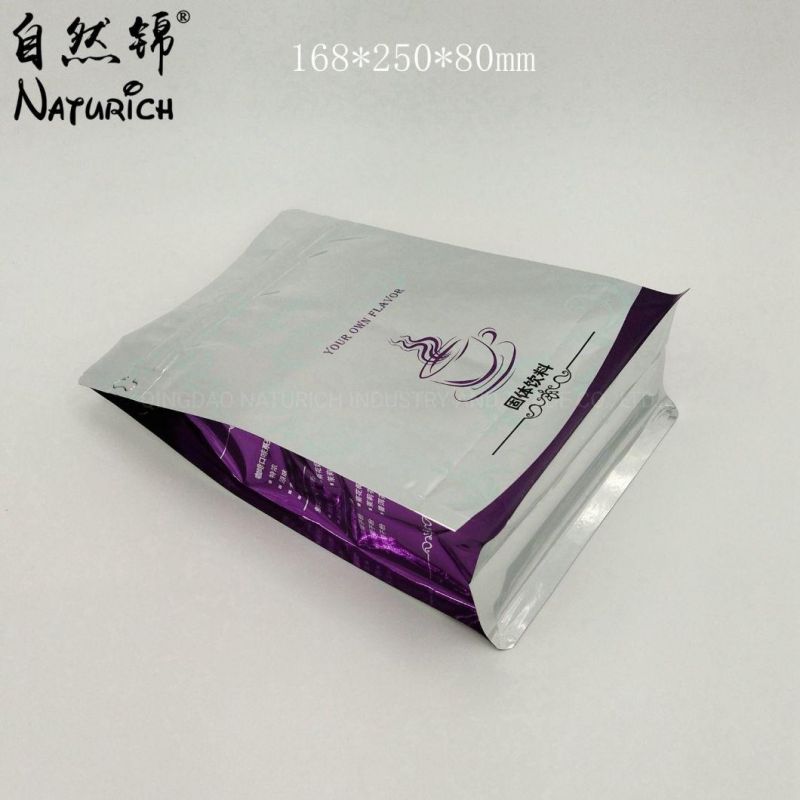 Quad Seal Square Bottom Solid Drinks Packing Bag with Zipper Food Packing Plastic Pouch with Zipper