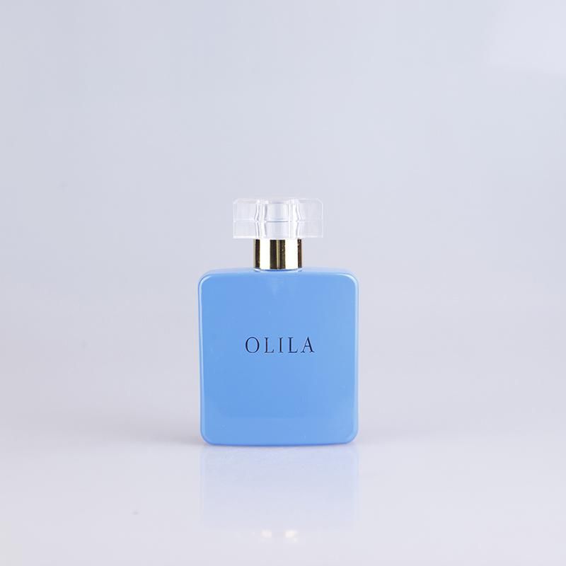 Factory Price Custom Logo Wholesale Blue 100ml Square Perfume Bottle