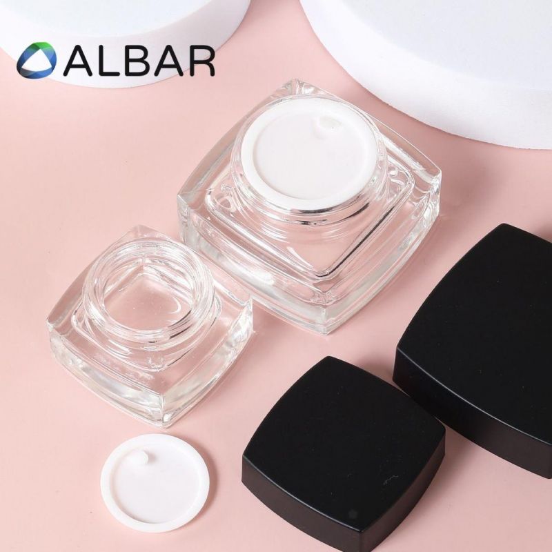 Customize Crystal Lotion Serum Eye Cream Jar Glass Bottles in Sets with Inner Lids