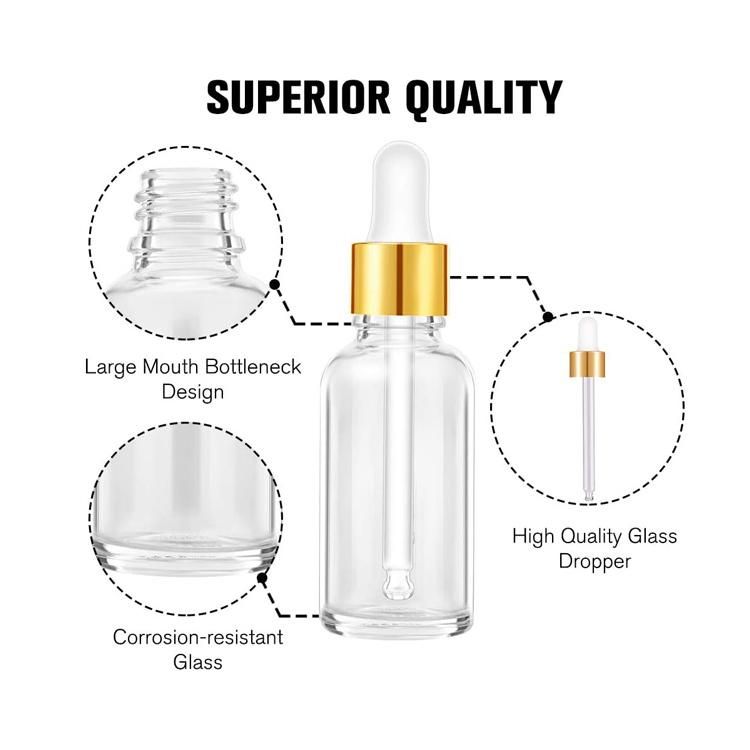 Wholesale 30 Ml Frosted Boston Round Serum Glass Dropper Bottle with Rose Gold Dropper Cap