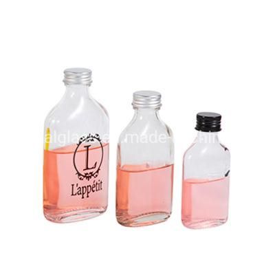 200ml Clear Flat Glass Bottle with Screw Lid for Wine Packing