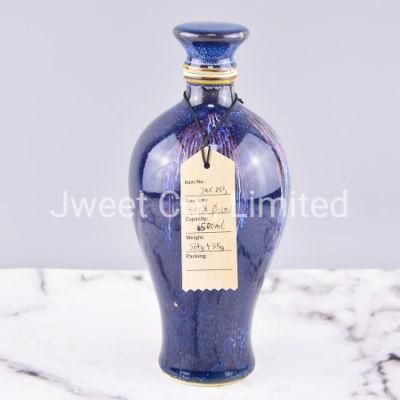 Irregular Ceramic Packaging Bottle Antique Glazing Blue Ceramic Sake Bottle