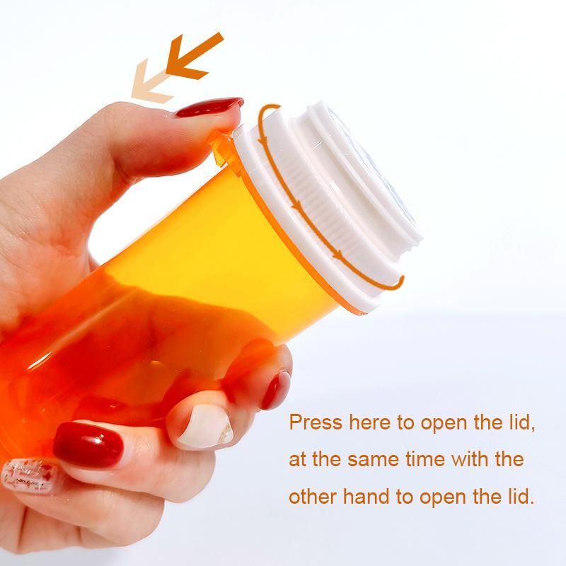 13 16 20 30 40 60dr Pill Prescription Pharmacy Thumb Tab One Click Reversible Cap Capsule Bottles Plastic Vial