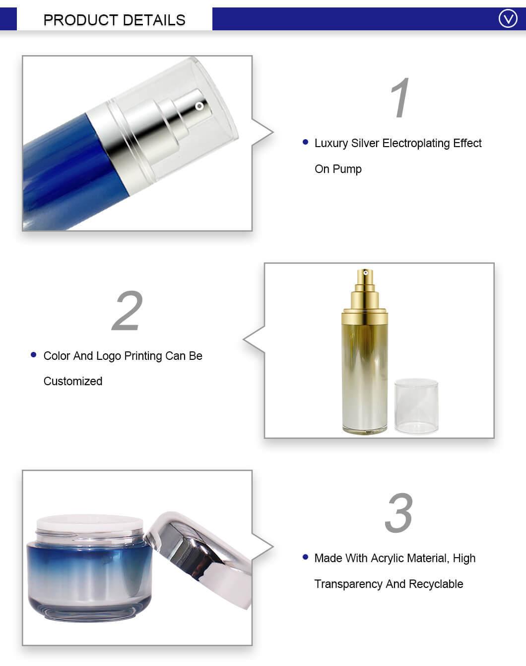 Cosmetic Packaging 100ml 120ml Golden Acrylic Bottles with Lotion Pump