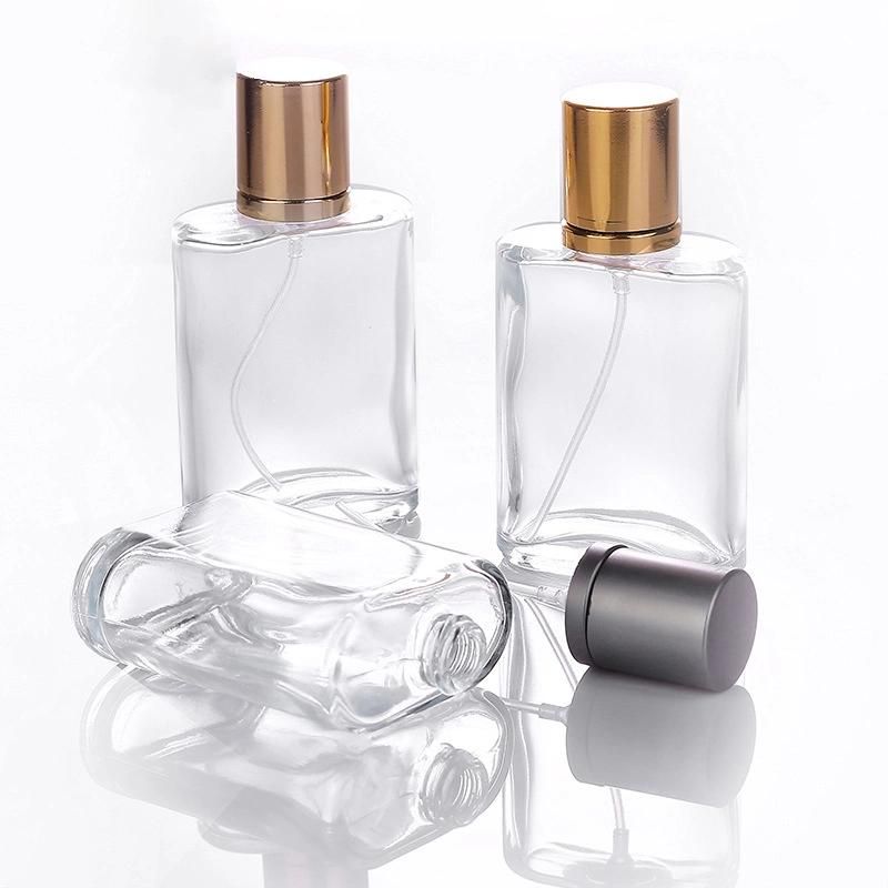 30ml 50ml High-End Portable Transparent Glass Perfume Bottle with Gold and Gray Caps Empty Bottle Spray Bottle