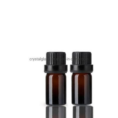 5ml Mini Amber Glass Essential Oil Bottle with Plastic Screw Lid