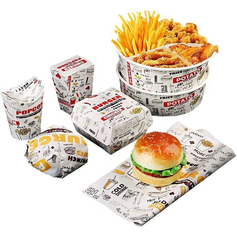 PE Coated Food Grade Custom Design and Size Grease Proof Sandwich Paper Deli Burger Wrapping Paper Bread Packaging Paper