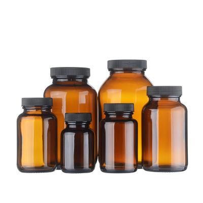 Sale 250ml 500ml 8oz 16oz Amber Clear Blue Empty Luxury Pharmaceutical Medical Glass Pill Bottle with Plastic Lids