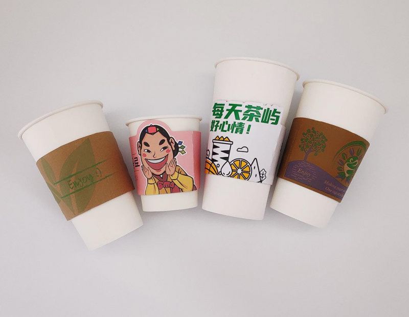 12oz Eco-Friendly Disposable Kraft Paper Cup Sleeve for Hot and Cold Beverage