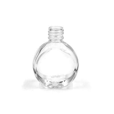 Elegant 8ml Flat Round Glass Car Perfume Diffuser Bottle with Wood Cap