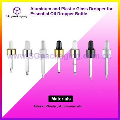 Aluminum and Plastic Glass Dropper for Essential Oil Dropper Bottle