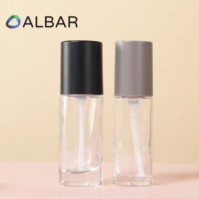 Round Straight Foundation Bottle Glass with Frosted or Customize Press Pump