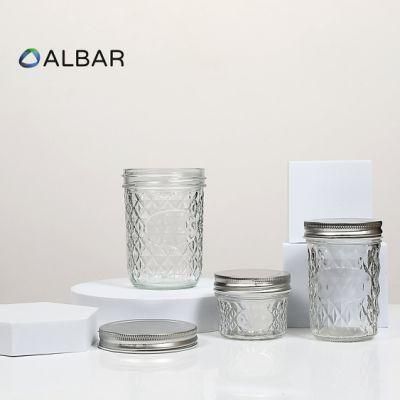 Kitchen Food Glassware Short Airtight Waterproof Clear Storage Glass Jar with Screw Lids