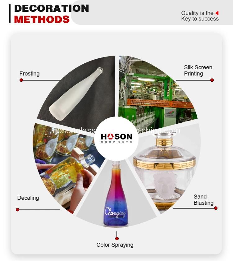 Hoson Wholesale 0.5L 0.7L 0.75L 1L Super Flint Liquor Glass Bottles for Rum 700ml 750ml 1000ml