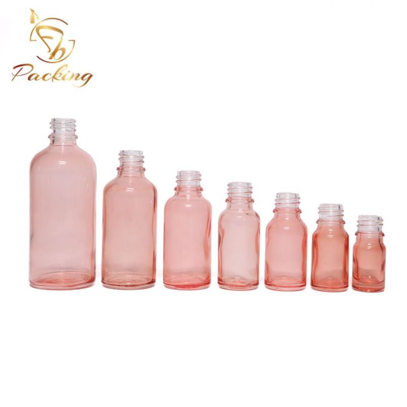 5ml 10ml 15 Ml Customized Pink Glass Essential Oil Bottle with White Tamper-Proof Cap White Dropper