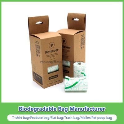 Eco Friendly Custom Printed Cornstarch 100% Biodegradable Compostable Pet Dog Poop Waste Bags on Roll