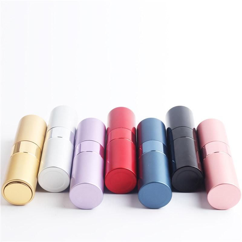 8ml Empty Sample Lipstick Shape Glass Perfume Bottle 8ml Rotary Type Spray Aluminum Cosmetic Packaging Parfum Bottle