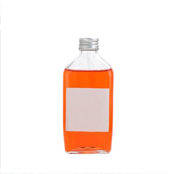 New Small 100 Ml Flat Drinking Coffee Juice Bevergae Whiskey Glass Bottle with Metal Cap