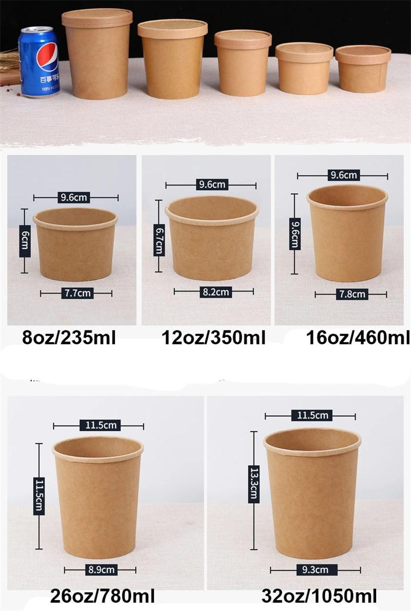 Customization Biodegradable Bamboo Kraft Paper Soup Ice Cream Cup Salad Bowl Coffee Cup