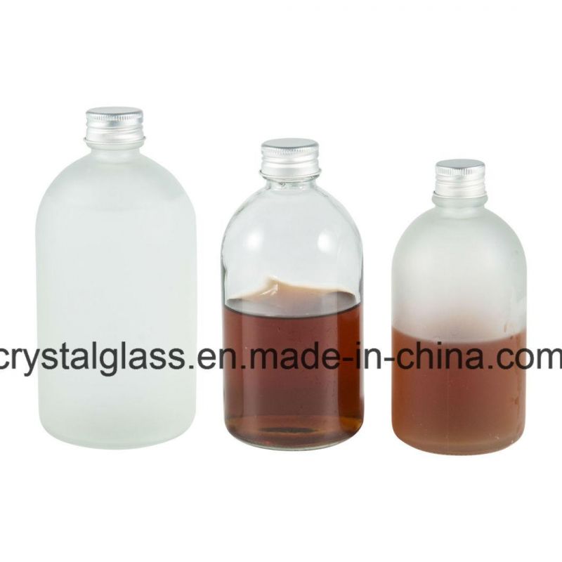 250ml Flint Clear Boston Round Glass Bottle with Metal Cap for Honey, Juice and Wine