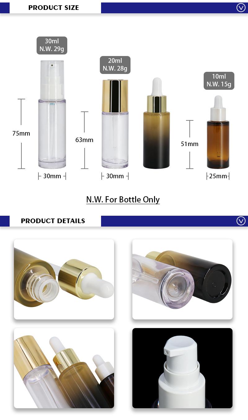 Hot Selling 10ml 20ml 30ml PETG Colored Lotion Dropper Bottles