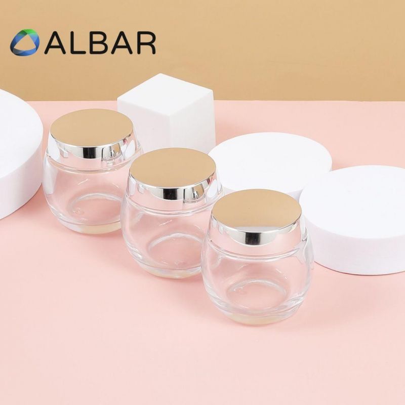 Round Mouth Thick Bottom Crystal Glass Jars for Skin and Hand Care Cream