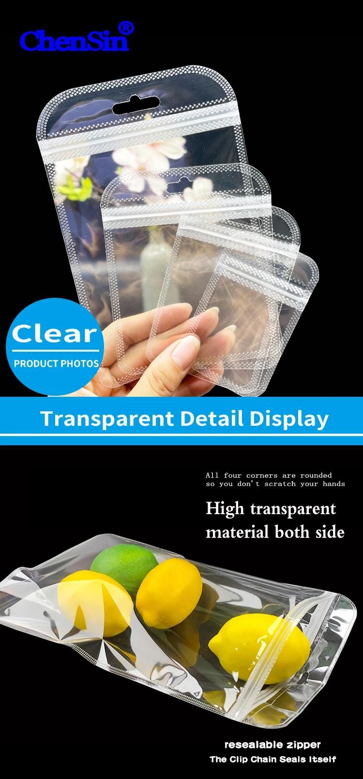 Round Type Zipper Bag Double Clear Plastic Zip Lock Bag