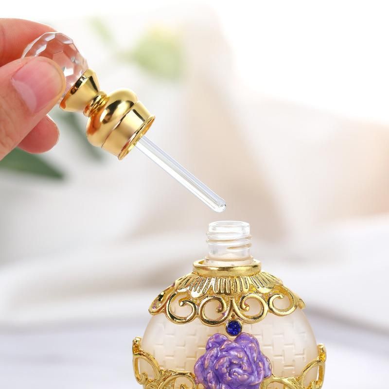 High End Arabian Perfume Oil Bottles 10ml Glass Essential Oil Oud Bottle with Rhinestone