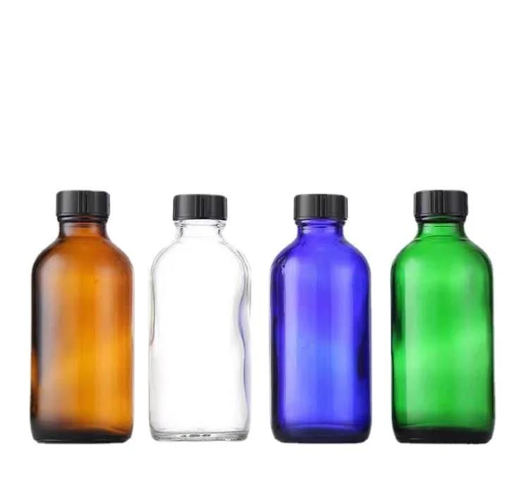 Blue Boston Round Bottle Pharmaceutical Glass Bottle