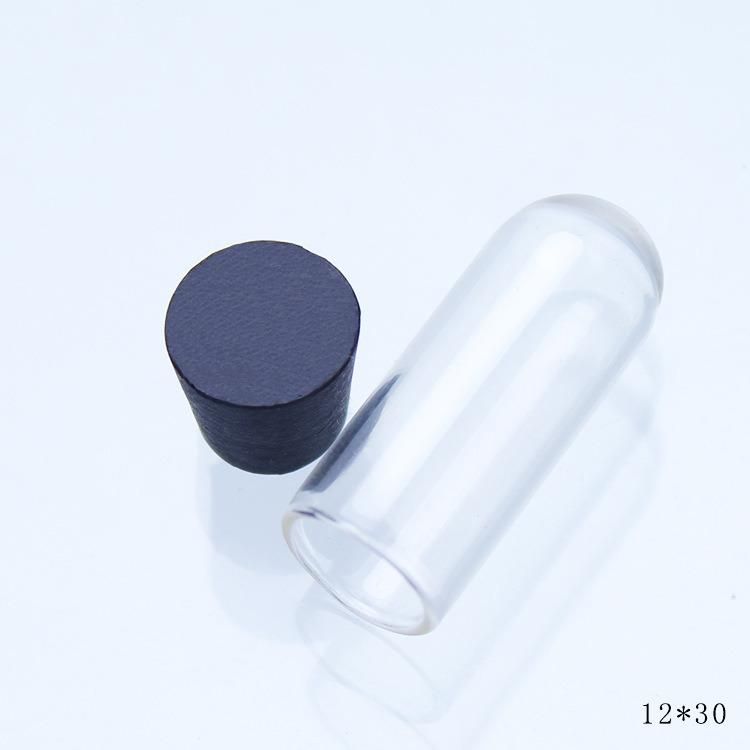 12mm Diameter Tube Bottle in Round Bottom with Black Silicone Pug