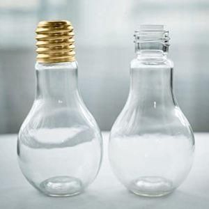 Clear Unique Customized Empty Glass 16oz Fruit Juice Beverage Wine Bottles Light Bulb Bottle for Beverage