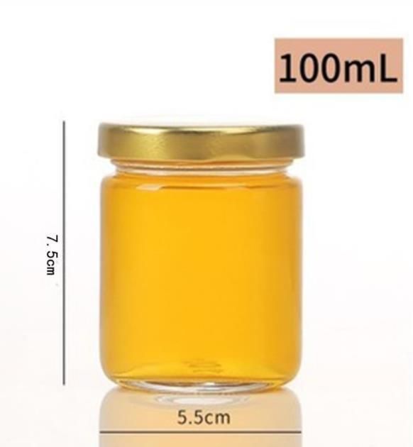 25ml 35ml 50ml Round Straight Clear Glass Honey Jar Glass Bottle with Aluminium Cap