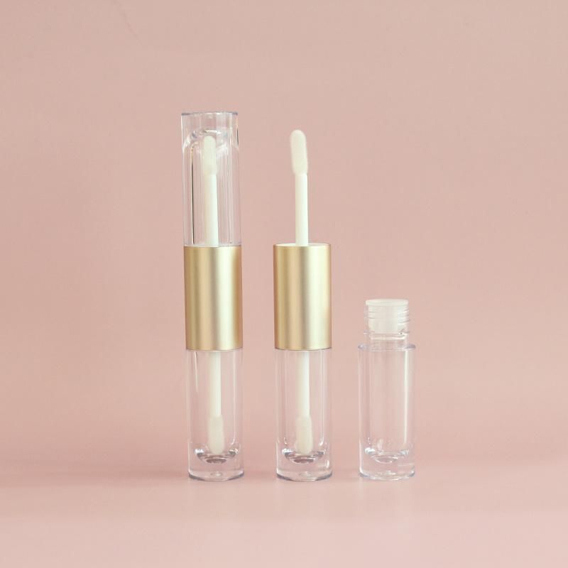 Matte Gold Double Sided Lipgloss Tube Clear Lip Gloss Container