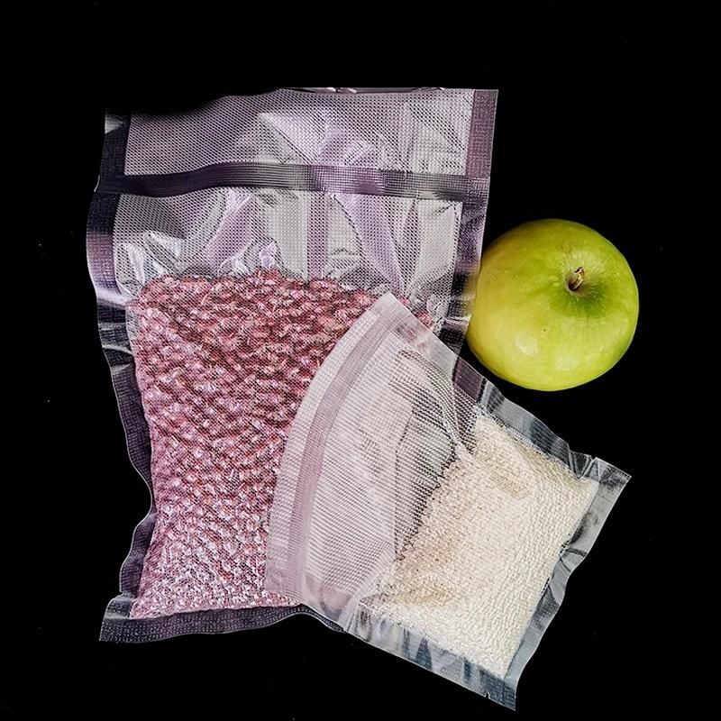 Embossed Plastic Food Grade Transparent 3 Sides Sealing Vacuum Bag for Food Packaigng