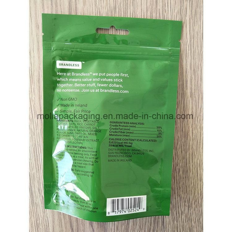 Plastic Packaging Bags/Stand up Pouch with Custom Printing for Pet Food with Clear Window and Tear Notches 200g Bags for Dogs