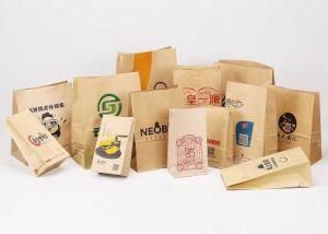 Customized Print Logo Paper Take Away Flat Bottom Bag