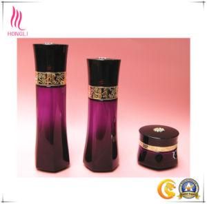 Luxury Shaped Translucent Glass Package with Golden Hot Stamping Lid