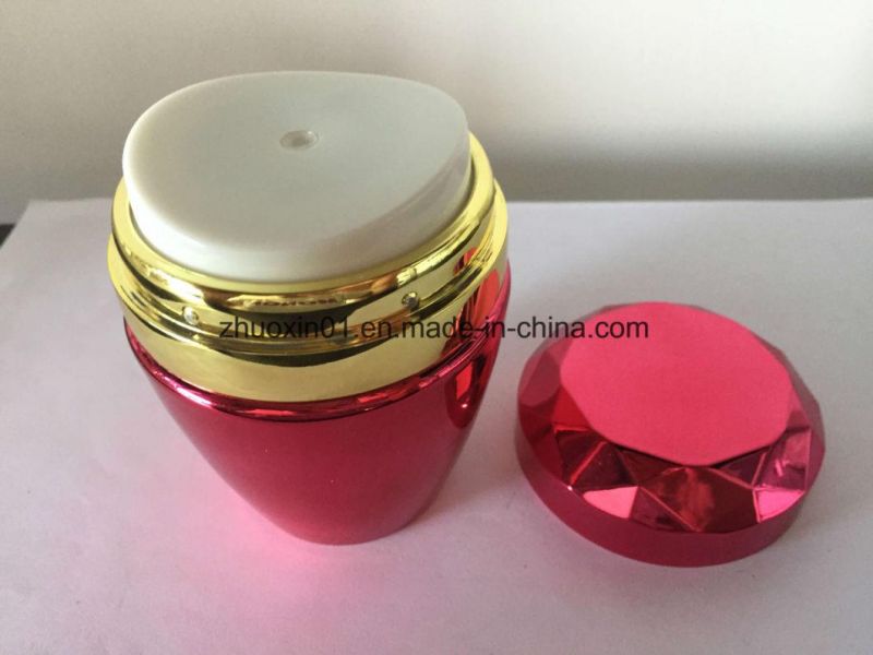 OEM Rose Acrylic Global Cream Cosmetic Jar with Golden Line