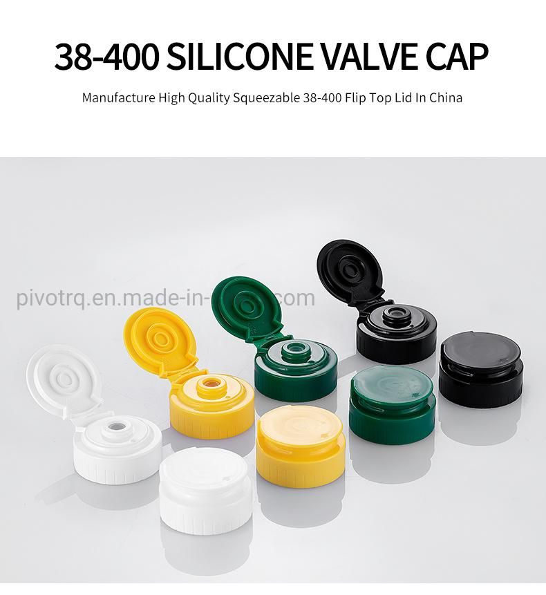 38/400 Food Grade Yellow Plastic Silicone Valve Flip Top Cap Syrup Cap for Pet Honey Bottles