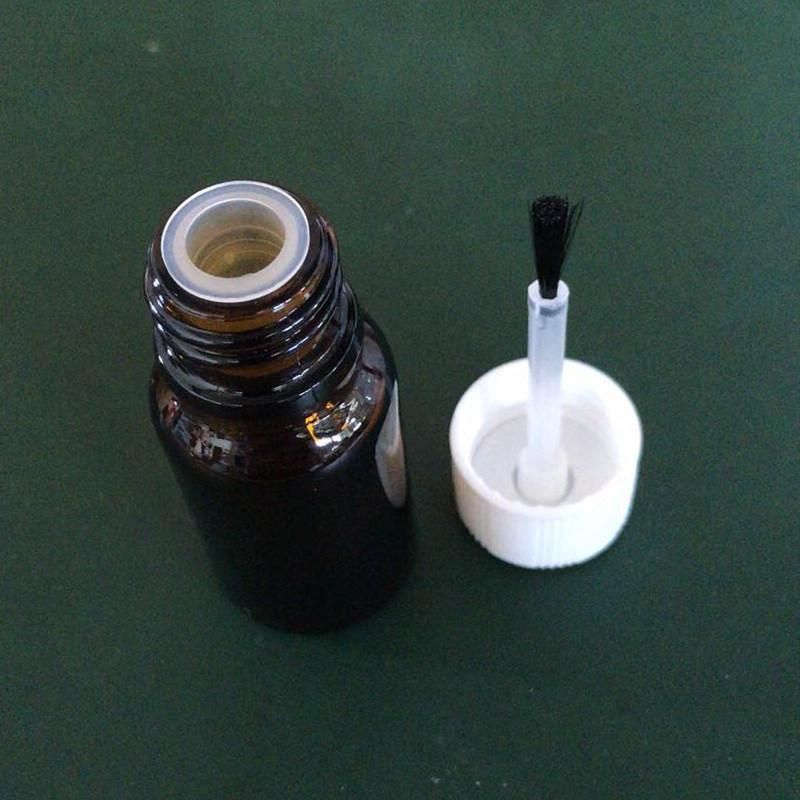 Amber Glass Bottle with Brush Cover/Cap Inner Plug Nail Polish Bottle Empty Cosmetic Bottle